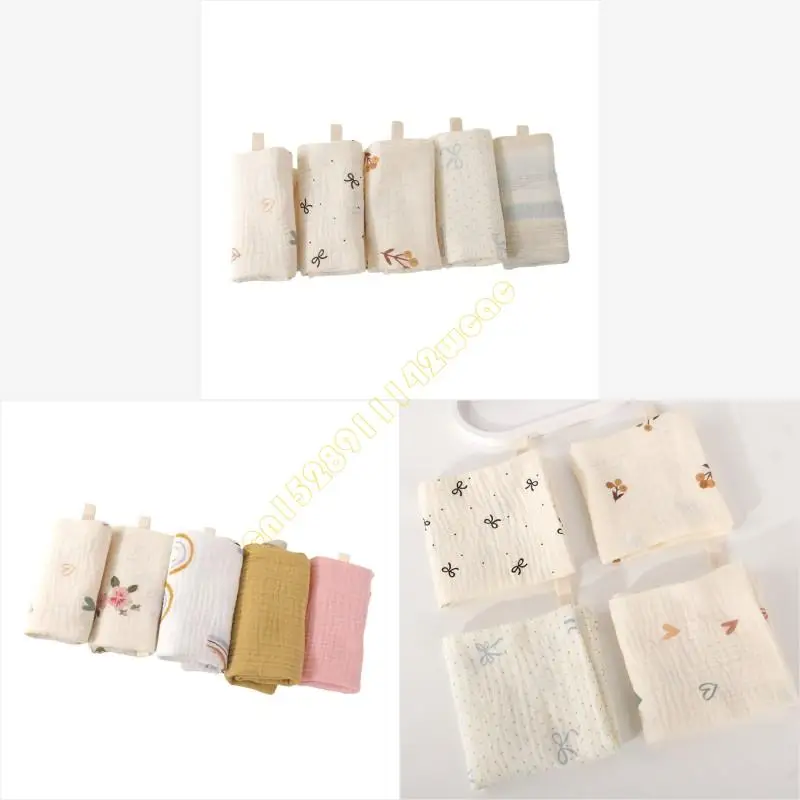 

Pack of 5pcs Newborns Bath Towels Cotton Comfortable Washcloths Multipurpose DXAD