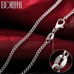 DOTEFFIL-collar de plata de ley 925 para mujer y hombre, cadena lateral de 2mm y 16/18/20/22/24/26/28/30 pulgadas, joyería de boda