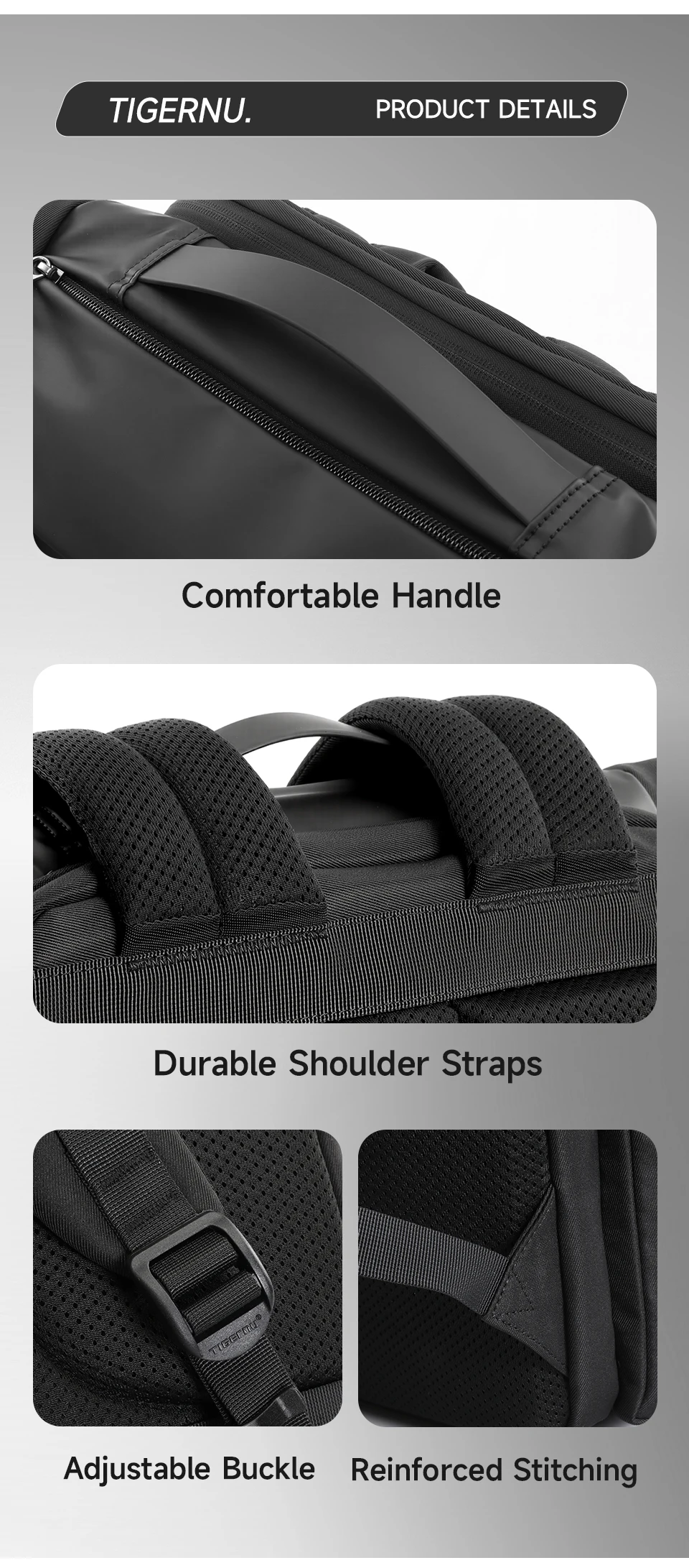Tigernu Reiserucksack für Herren, TPU, wasserdicht, Rucksack für Herren, erweiterbar, Herrenrucksack, Business-Taschen, Schulrucksack – Detail 14