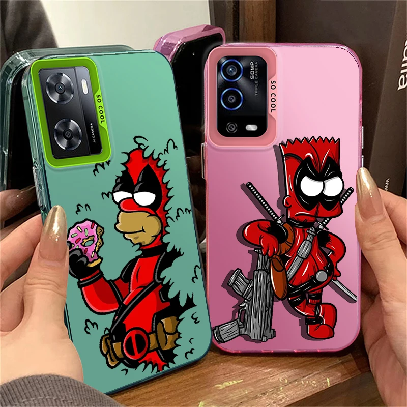 Cartoon Simpsons Warrior For OPPO Reno A98 A78 A76 A74 A58 8T 7Z 7 6 Pro 2020 4G 5G Fashion Colorful Silver Phone Case