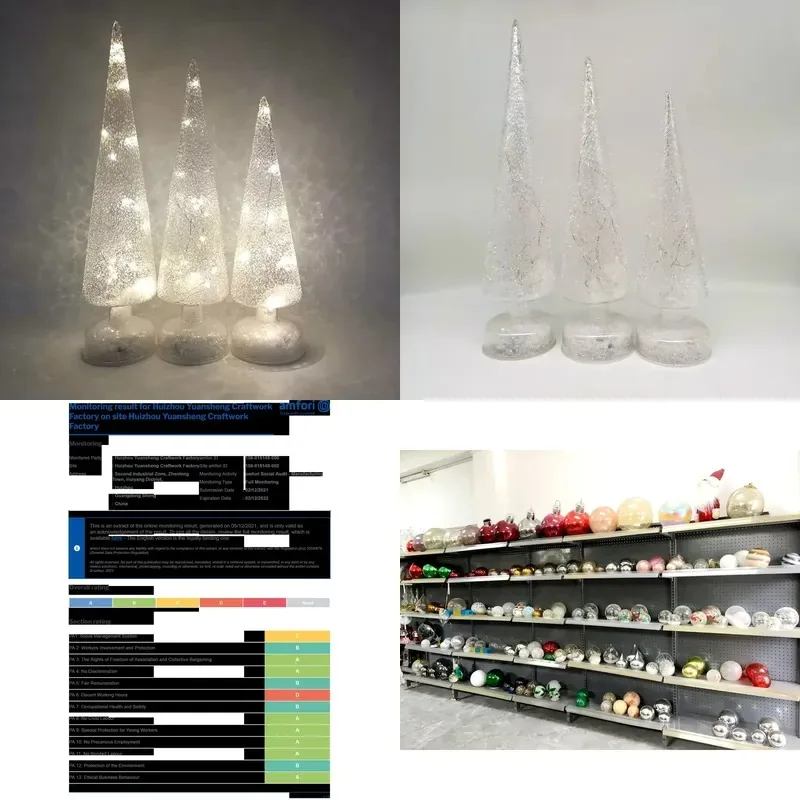 White Transparent Glowing Glass Christmas Tree Snowflake White Atmosphere Light with Light Emitting Diode for Gift