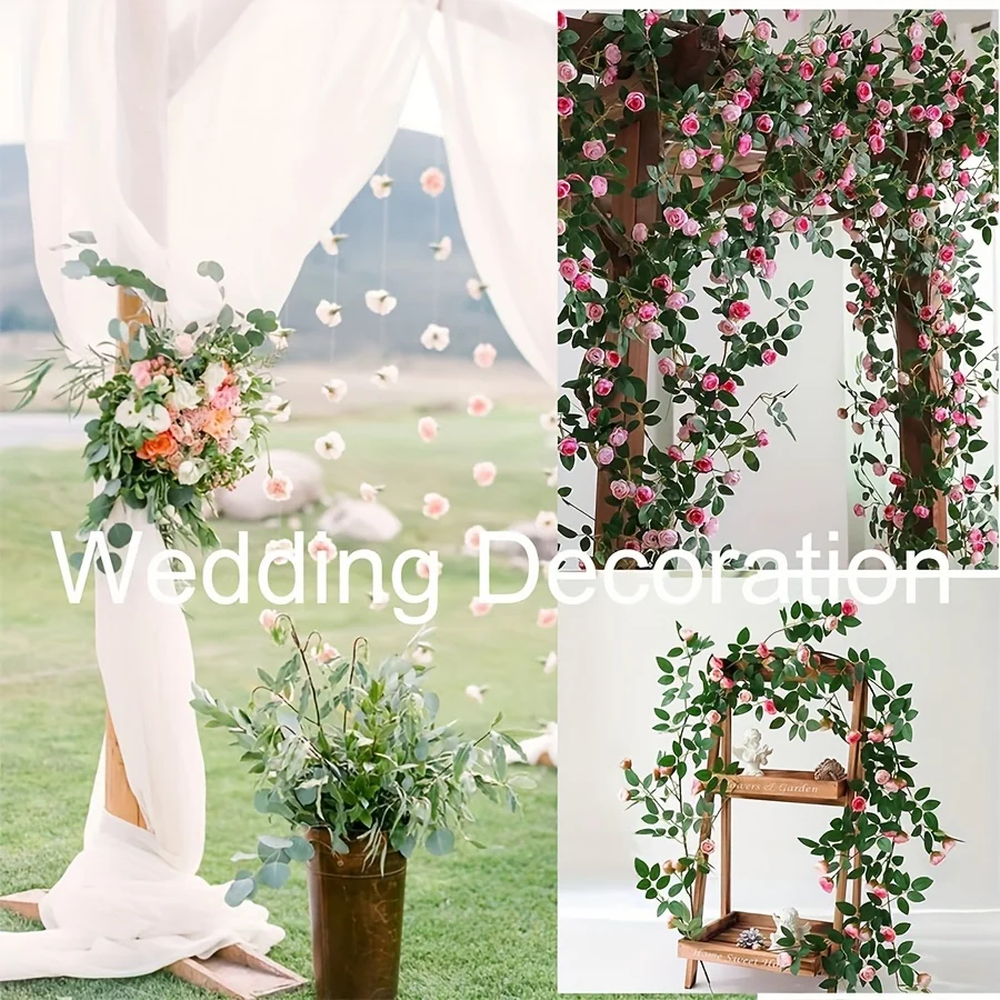 Realistische Künstliche Rosenranke für Zuhause, Hochzeit, Party, Künstliche Außenblumen, Hängende Kunstblumen, Blumenwand – Detail 2