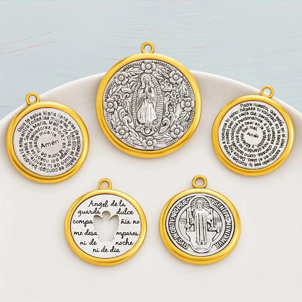 الحلي الدينية، قلادة مستديرة سانت بنديكت، قلادة مصنوعة من خليط معدني، مجوهرات إكسسوارات سلسلة المفاتيح