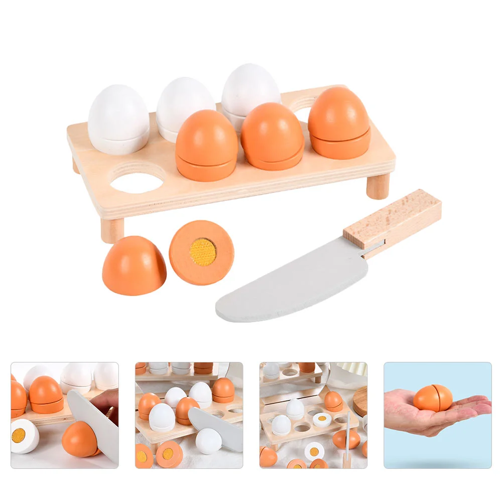 Pre- School Educational Toy Wooden Simulated Eggs Kitchen Role-playing Combination