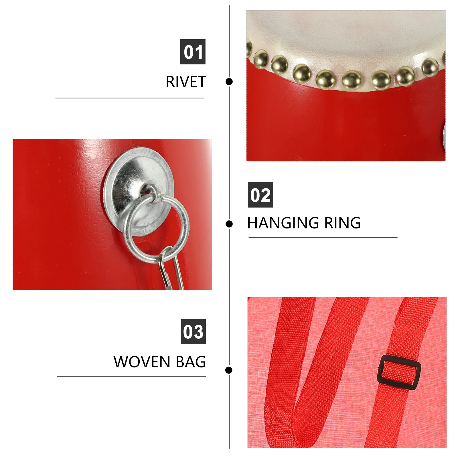 

1 set Chinese Simple Waist Drum Set Durable Cowhide Percussion Instrument for Celebration Performance Square Dance Retro