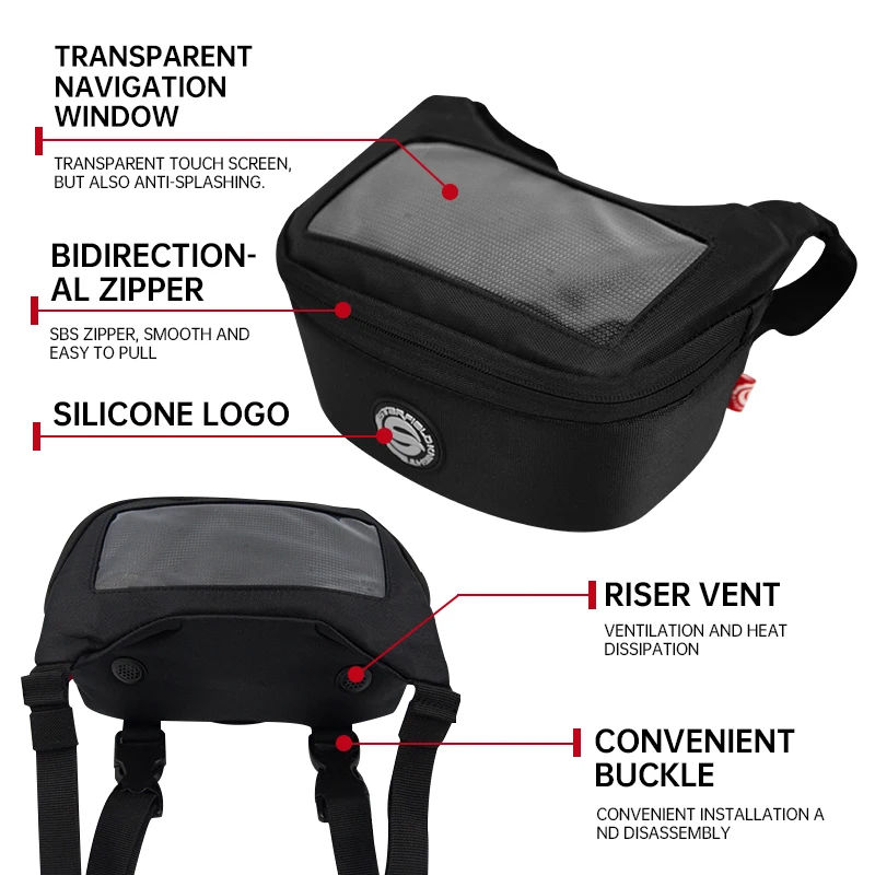 SFK Motorcycle Scooter Head Instrument Navigation Package Front Handlebar Hanging Pack Outdoor Riding Waist Bag With Rain Cover