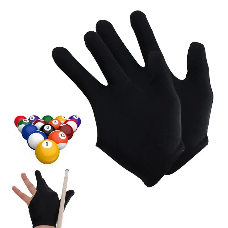 2Pcs Professional Open Finger Billiard Pool Gloves SnookerPool Gloves Portable Light Elasticity Billiard Training Pool Gloves