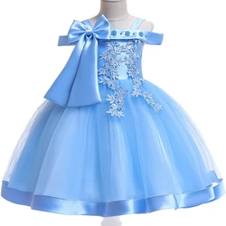 Elegant Girl Princess Dress Dots Bow 2021 Children Christmas Performance Show Costume Kids Dresses For Girls 2 4 8 10 Years