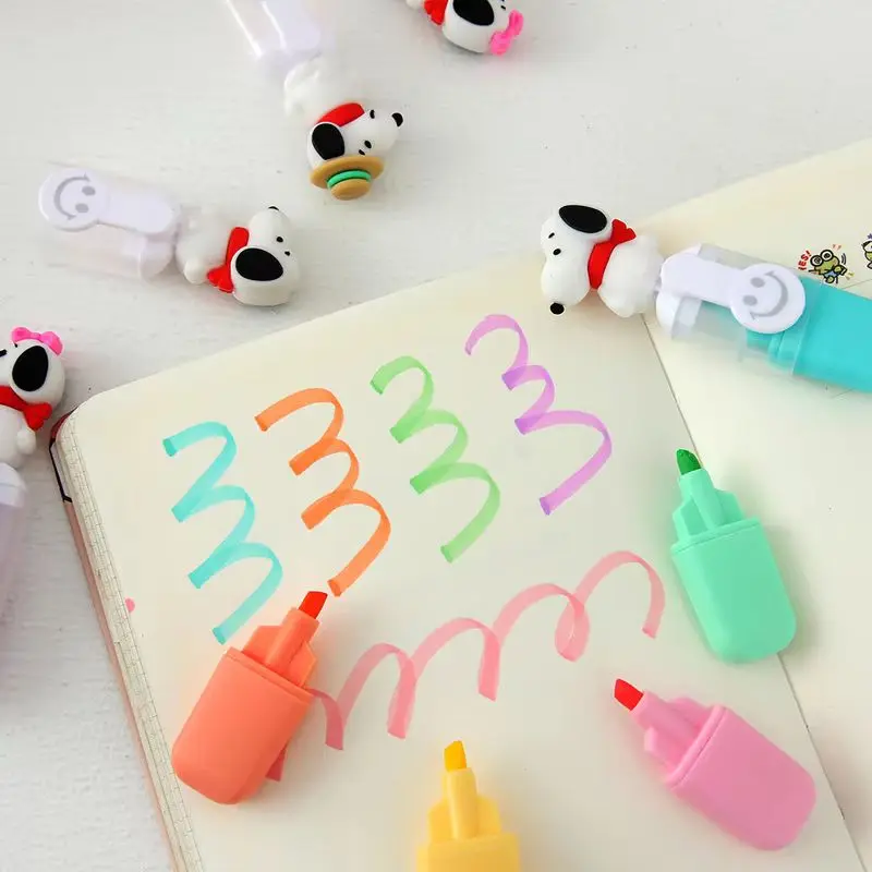 6/30pcs Japanese Kawaii Snoopy Highlighter Cute Mini 6 Color Set Color Marker Student Highlighter Stationery Gift view 4