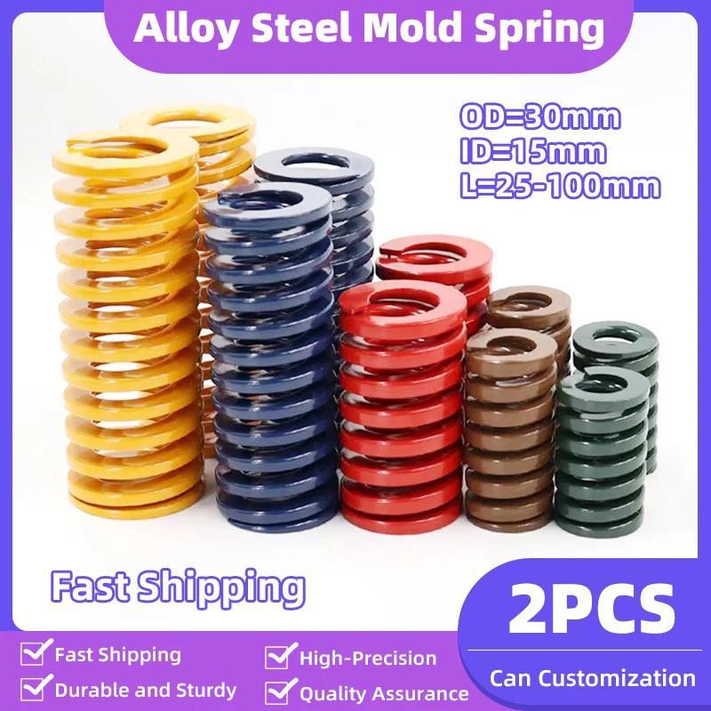 

Creamily 2Pcs/Lot Mould Spring Outer Diameter 30mm Inner Diameter 15mm Length 25-100mm Spiral Stamping Compression Die Springs