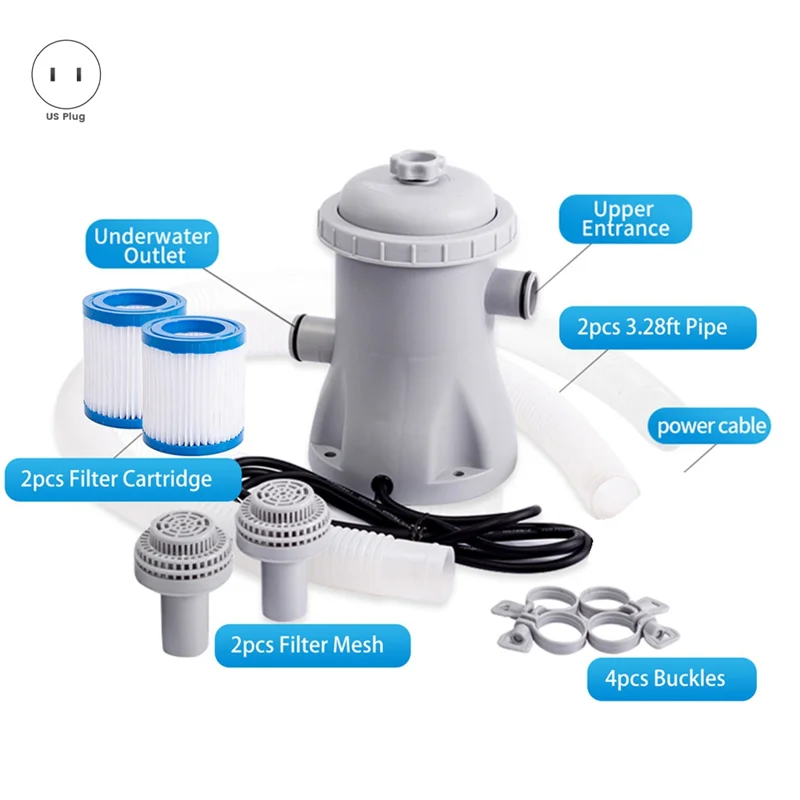 AT29-Ground Small Pool Filter Pump 330 GPH Electric Water Pump Paddling Pool Pool Pumps