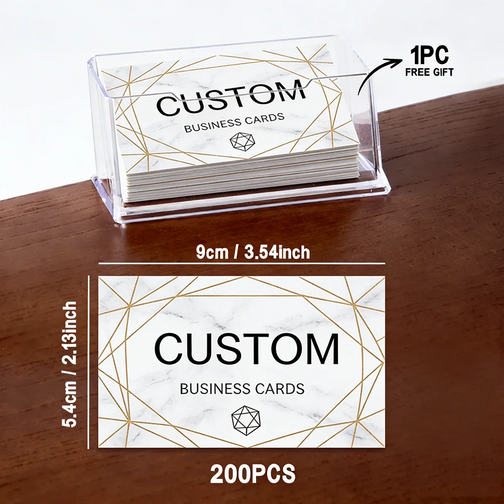 200/500/1000 Stück Anpassbare Karten, Personalisierte Visitenkarten mit Acryl-Aufbewahrungsbox, Matte Dankeskarten und Einladungen