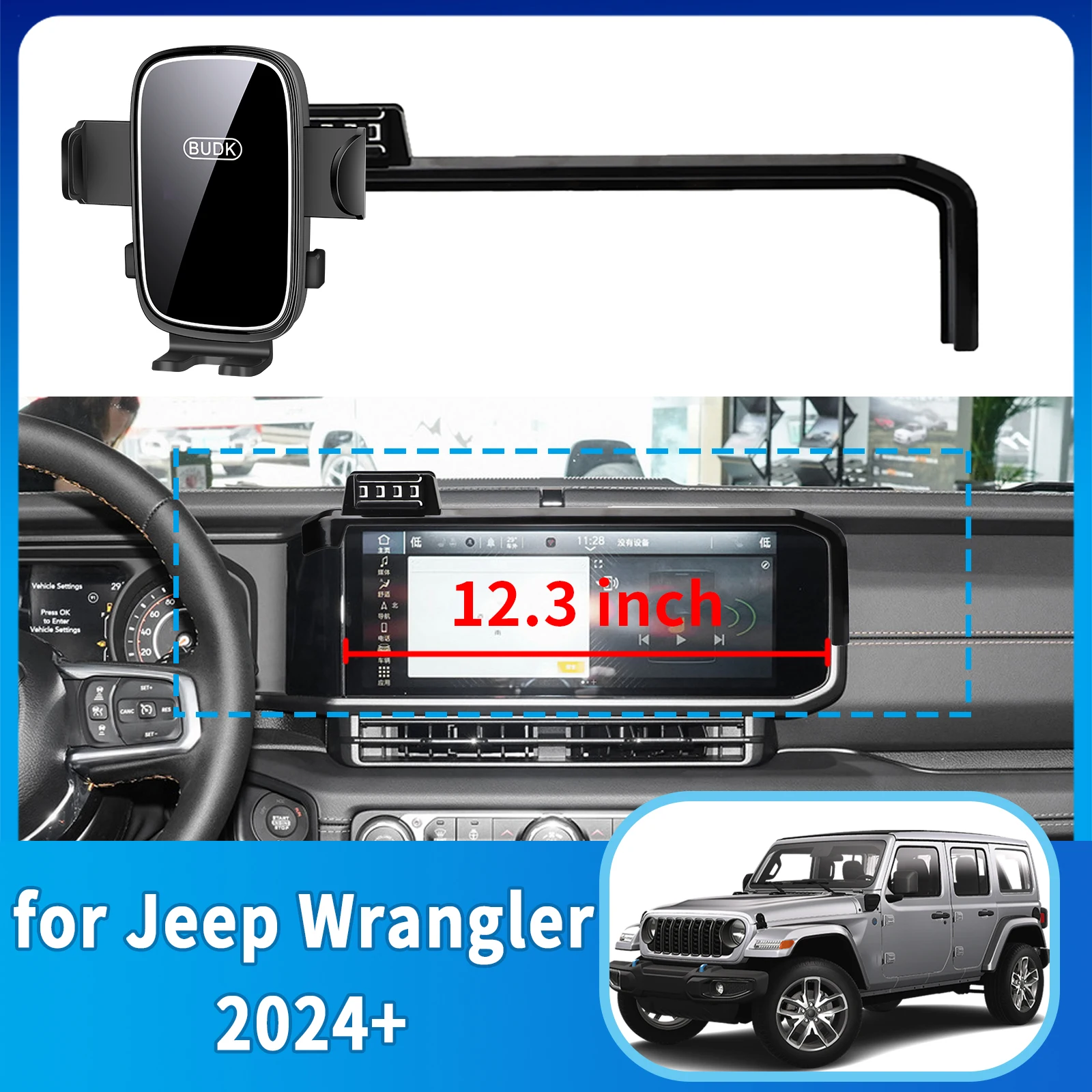 

fit for Jeep Wrangler 2024 2025 2026 Phone Holder, Dashboard Screen Mount Bracket Easy Installation​​ Car accessoires