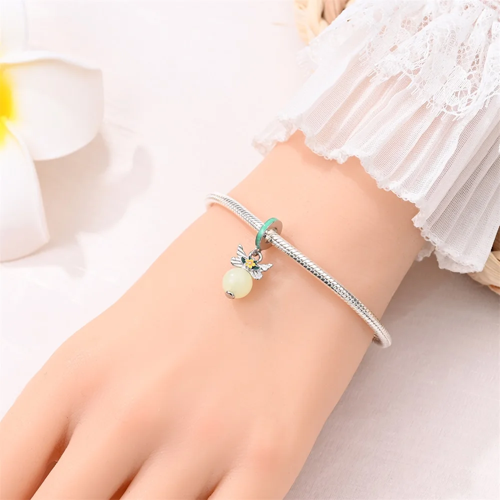 Symbolically 925 Sterling Silver Colorful Butterfly Dragonfly Charm Fit Original Bracelets Necklaces Jewelry DIY Beads