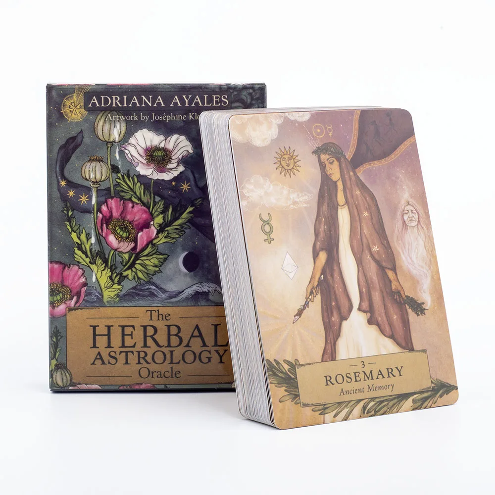 Herbal Astrology Oracle Board Game Deck 55 Cards for Alchemizing Ancient Plant Healing and Astrological Wisdom 10.4x7.4cm