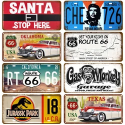 Numero di auto targa in banda stagnata targa in latta Bar Club Wall Art Garage decorazione della casa Route 66 Vintage Metal Sign Poster Moto Gas