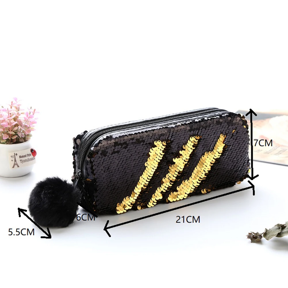 حقيبة أقلام رصاص مطرزة أضاليا حقيبة مكياج أنيقة متعددة الوظائف حورية البحر بريق سستة الحقيبة لمفاتيح مستحضرات التجميل القرطاسية