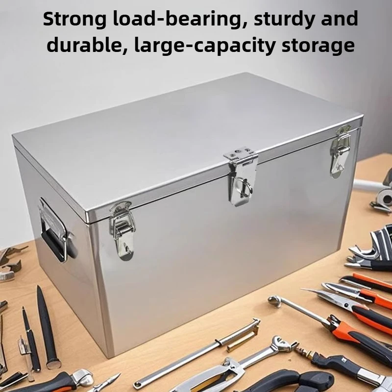 Stainless Steel Toolbox Industrial Grade Storage Case Professional Large Capacity Rectangular Tools Box Hardware Tools Organizer