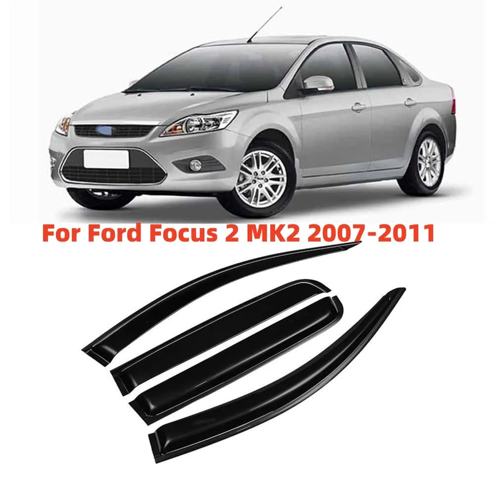 For Ford Focus 2 MK2 2007-2011 Hatchbadk / Sedan Cars Accessories Window Visors Rain Sun Guard Vent Wind Deflector Moulding Trim