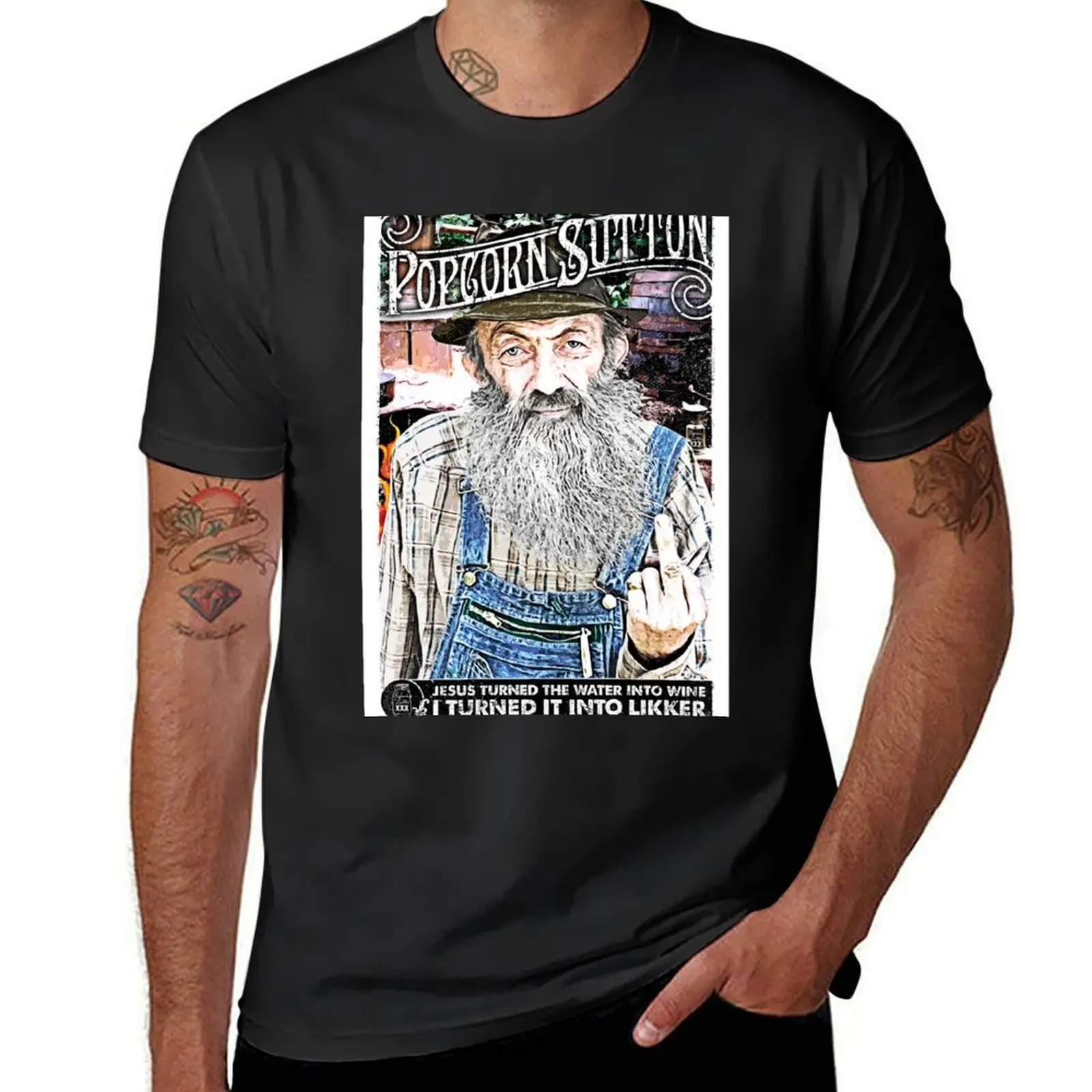 Moonshine Popcorn Sutton T-Shirt oversized customs design your own new edition men workout shirt