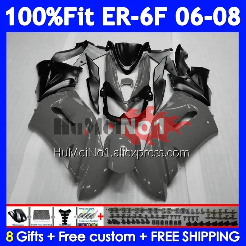 Injection Body For KAWASAKI NINJA 650R ER6 F 650 R ER Glossy grey 6 F 245No.21 ER-6F ER 6F ER6F 06 07 08 2006 2007 2008 Fairing