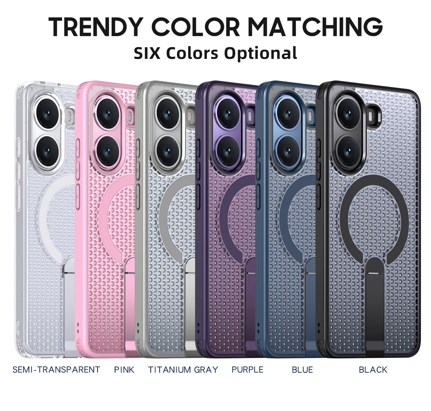 TPU+PC N52 Magnetic Armor Phone Case for Xiaomi Poco X8 Pro Max F7 F8 M8 Pro Honeycomb Cooling Metal Bracket Anti-drop Cover