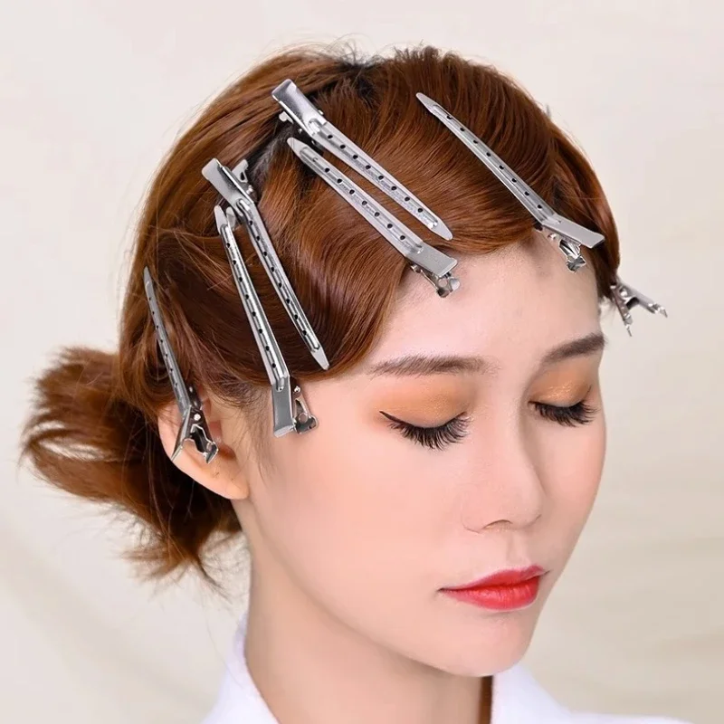 

10pcs Long Hair Clips Hair Make Up Bangs Hair Fixing Tools Hair Clip Stainless Steel Duckbill Clip Type for Barber Makeup