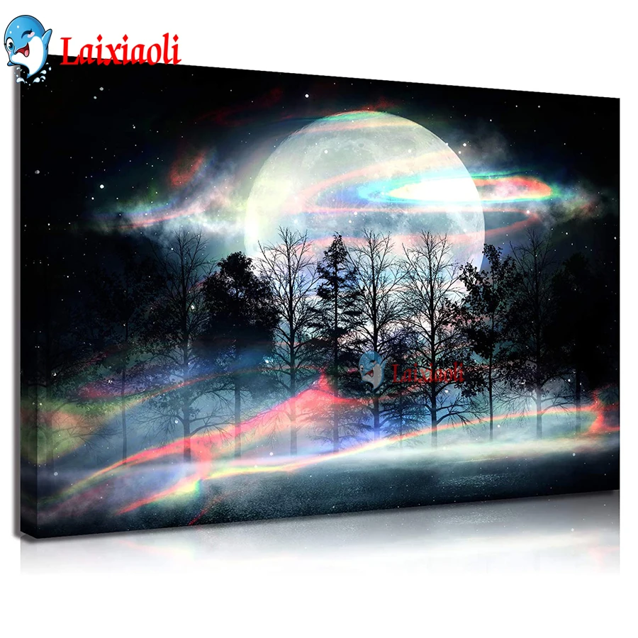 Fantasy forest DIY Diamond painting cross stitch kits full Diamond embroidery mosaic painting color moon Landscape home decor