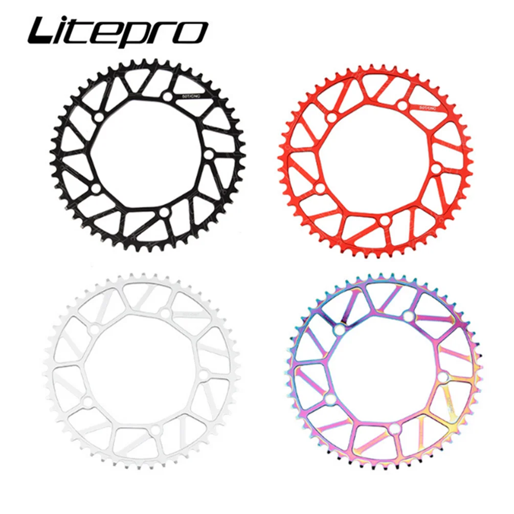 Liteproelite Folding Bike Full Hollow Bicycle Crank Round Chainwheel 48T 50T 52T 54T 56T Crankset Chainring BCD130 58T