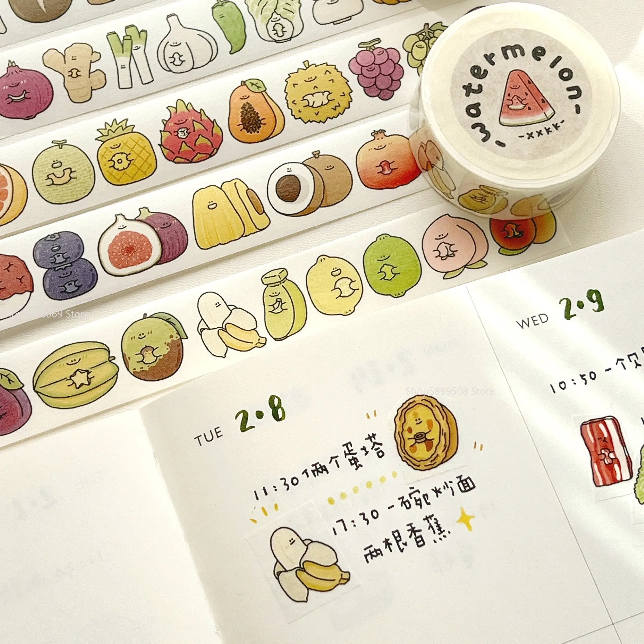 DIY Handbook Release Washi Tape Fruit and Vegetable Pattern Stationery Kitchen Wall Decoration Stickers Refrigerator Stickers