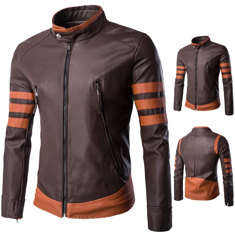 Spring Fashion Men's Wolverine Leather Jacket Motorcycle Leather Jacket