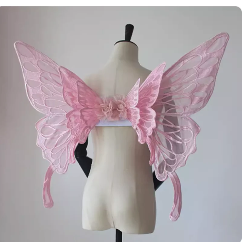 Koronki wykonane ręcznie skrzydła motyla do haftowania rekwizyty do strzelania Lolita czarno-biała rozproszona dekoracja na imprezę Cosplay wystawowa