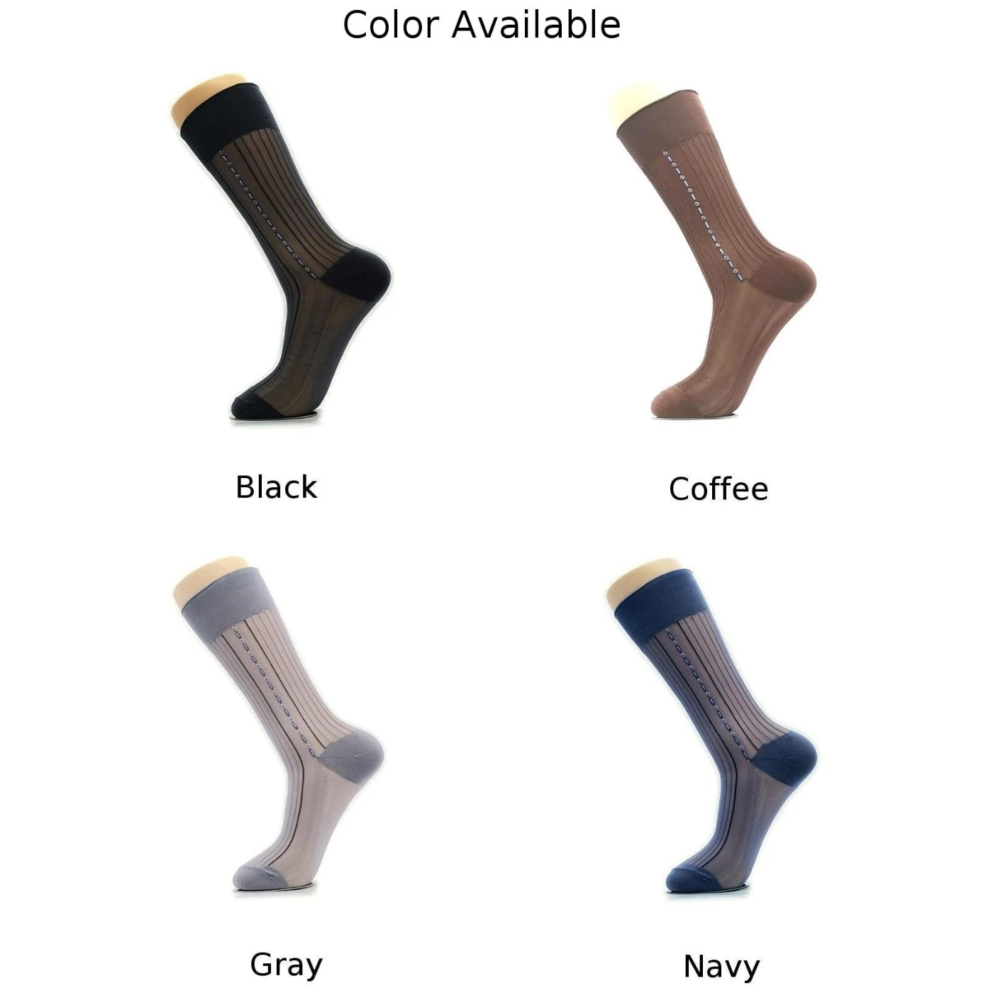 Joelho alto masculino meias de seda pura listrado 1 par respirável negócios casual formal workwear náilon elastano