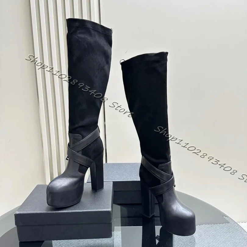 Botas marrones con hebilla de cinturón Para mujer, Zapatos de tacón alto grueso con cremallera trasera, estilo británico, Para verano, 2023