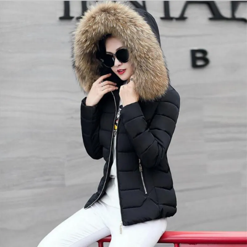 2022 New Winter Jacket Women Faux Fur Hooded Parka Coats Female Long Sleeve Thick Warm Snow Wear Jacket Coat Mujer Quilted Tops