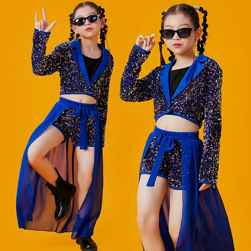 

Sequins Catwalk Show Costume Girls Concert Performance Clothes Kpop Jazz Dance Outfit Festival Clothing HipHop Dancewear DL9881