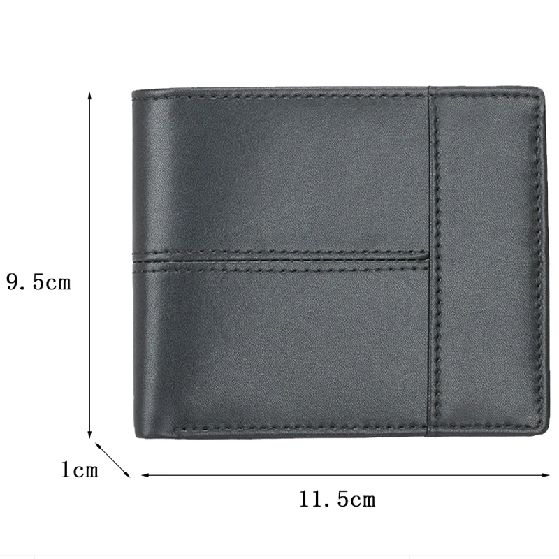 Short Genuine Leather Men's Wallet RFID Anti-magnetic Multi-card Slot Stitching Two-fold Wallet