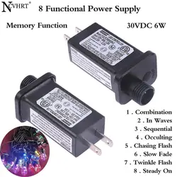 AC 110V To DC 29V 6W 8 Modes US Plug IP44 LED Driver Switch Power Adapter For Xmas Holiday Landscape Decor Wire String Lighting