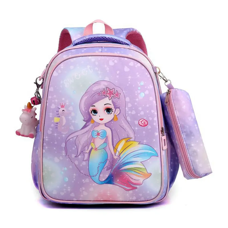 Children's schoolbag Hello Kitty cartoon animation boy and girl backpack Frozen Princess Elsa Anna  pencil case Cute pendant