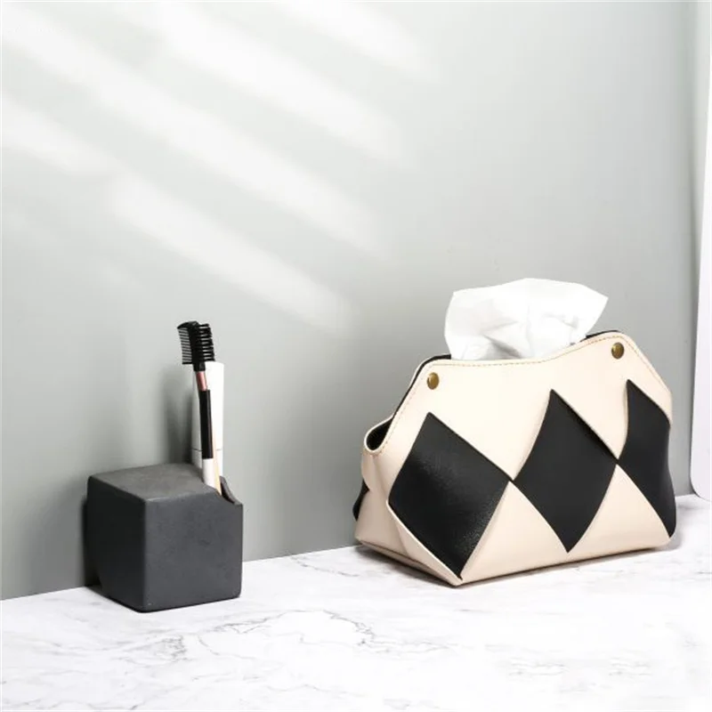 Paper Drawing Car Color blocked Woven Tissue Bag Desktop New Simple and Fashionable Tissue Bag Paper Drawing Bag Tissue Box