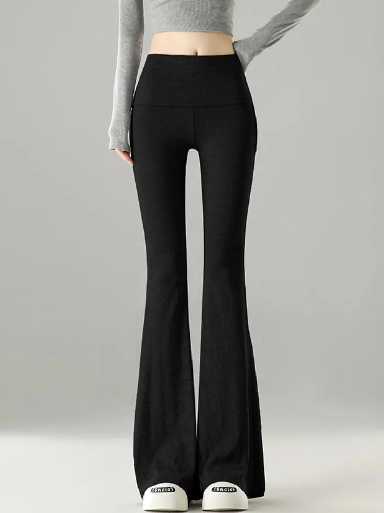 

High Waist Yoga Fitness Sports Micro Flared Pants Women's Casual Loose Fit Elastic Long Trousers Spring Season Fashion