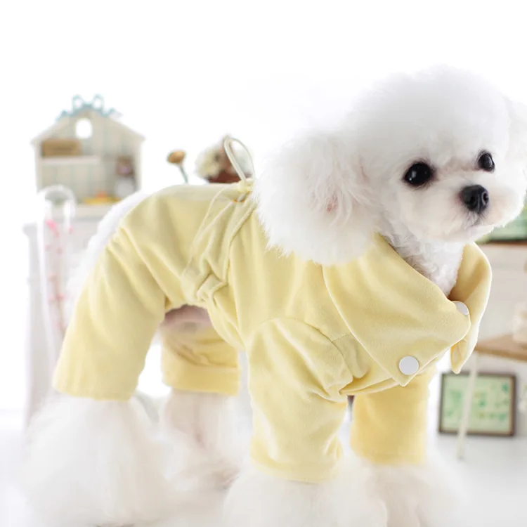 Dog Velvet High Neck Four Legged Jumpsuit Autumn and Winter Home Clothing Base Shirt Teddy Bear Cat Clothes Puppy Clothes