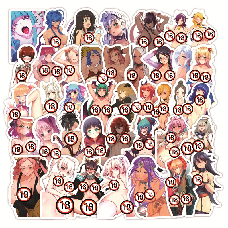 50pcs Exclusive Sexy Naked Waifu Hentai Beauty Seduction Adult Collection Stickers (18+)