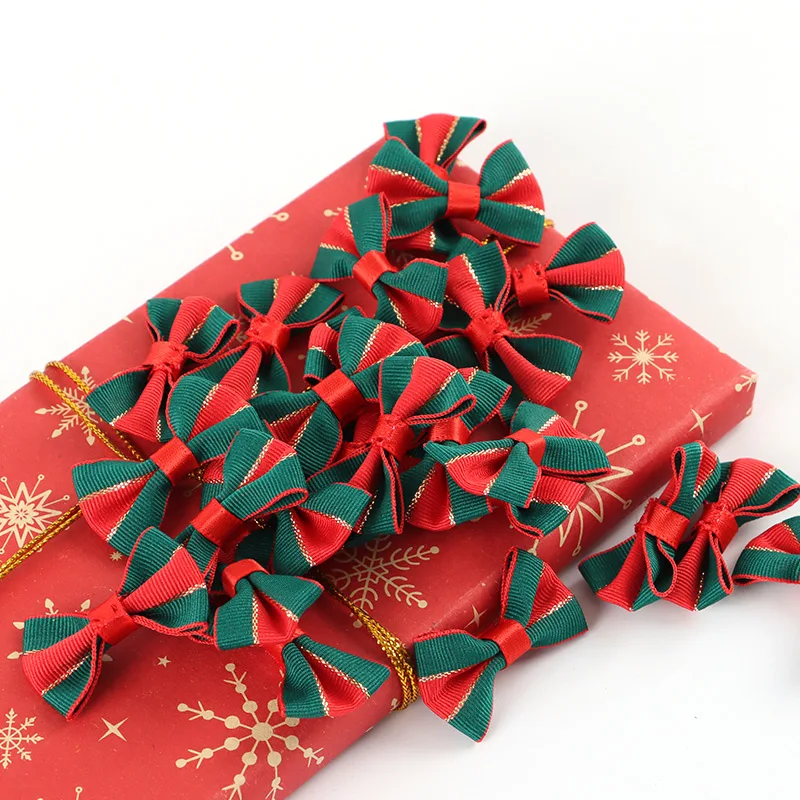 (30 Pcs/pack)22*38mm Stripes Grosgrain Ribbon Christmas Bow Holiday Decoration Gift Wrapper Christmas Lootabgs DIY