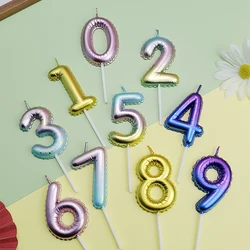 Happy Birthday Cake Decorated With Colorful Digital Candles Children's Delicate Candy Color 0-9 Number Candles Party Decoration