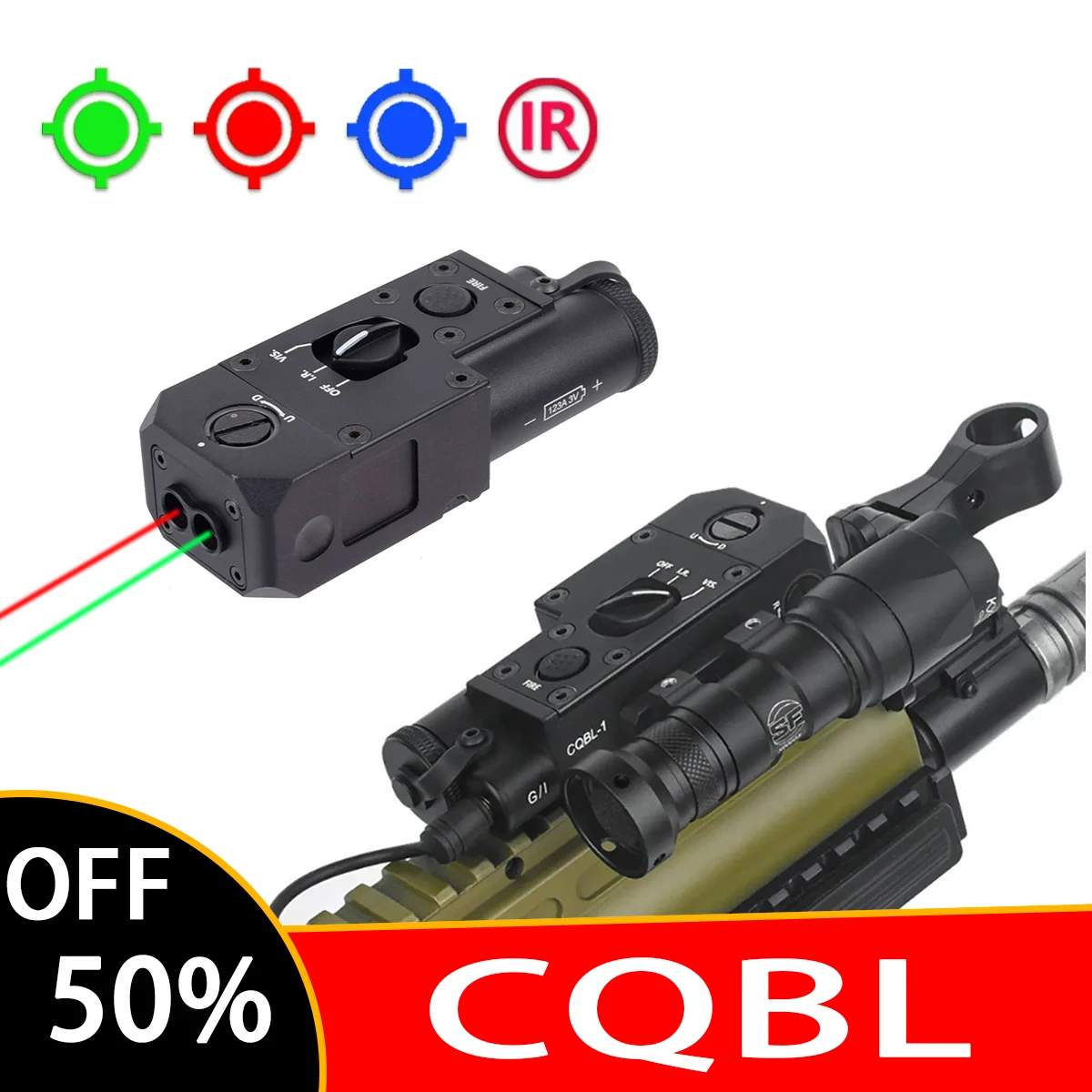 Tactical High Huality CQBL Red Green Blue Laser Sight IR Aiming With Surefir Flashlight Offset Mount Hunting Gun Accessories