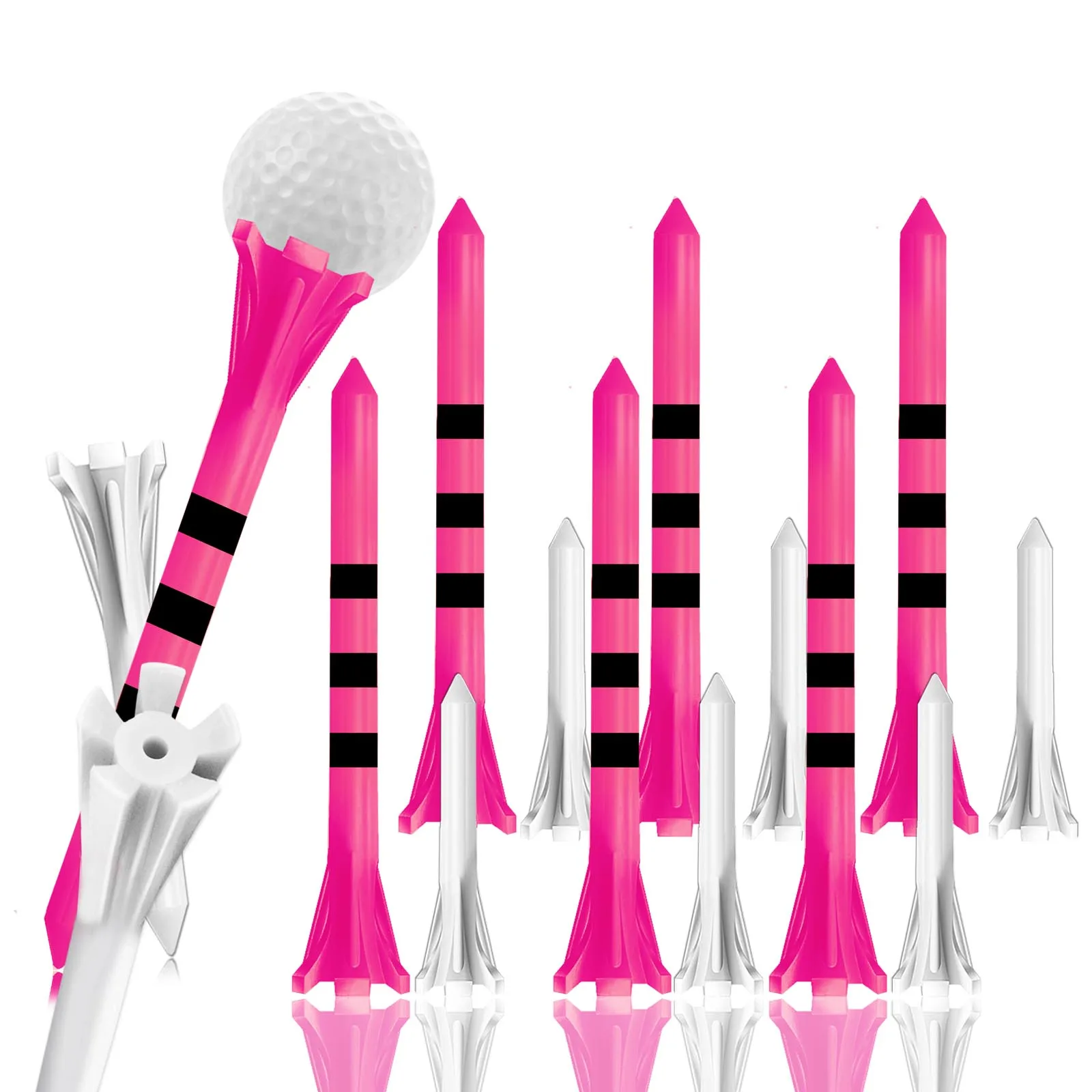 تي شيرتات جولف غير قابلة للكسر من البلاستيك 80 3 1/4 بوصة أو 2 3/4 بوصة مع تي شيرتات حديدية مقاس 20 1 1/2 بوصة، مقاومة منخفضة