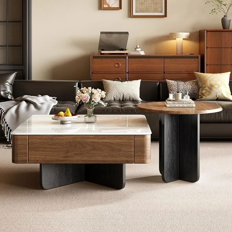 Microcrystalline Stone Walnut Coffee Table Antique New Chinese Style Light Luxury Simple High End Small Apartment Living Room