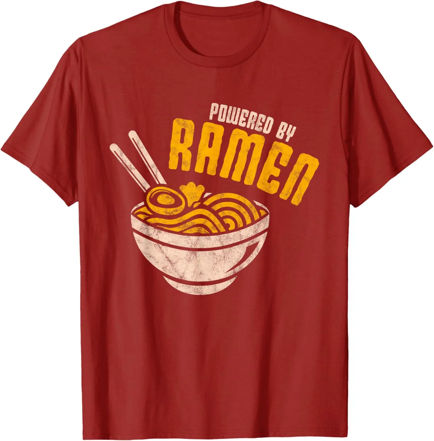 

Powered By Ramen Graphic Tee Japanese Anime Noodles Lover Cotton T-Shirt Casual
