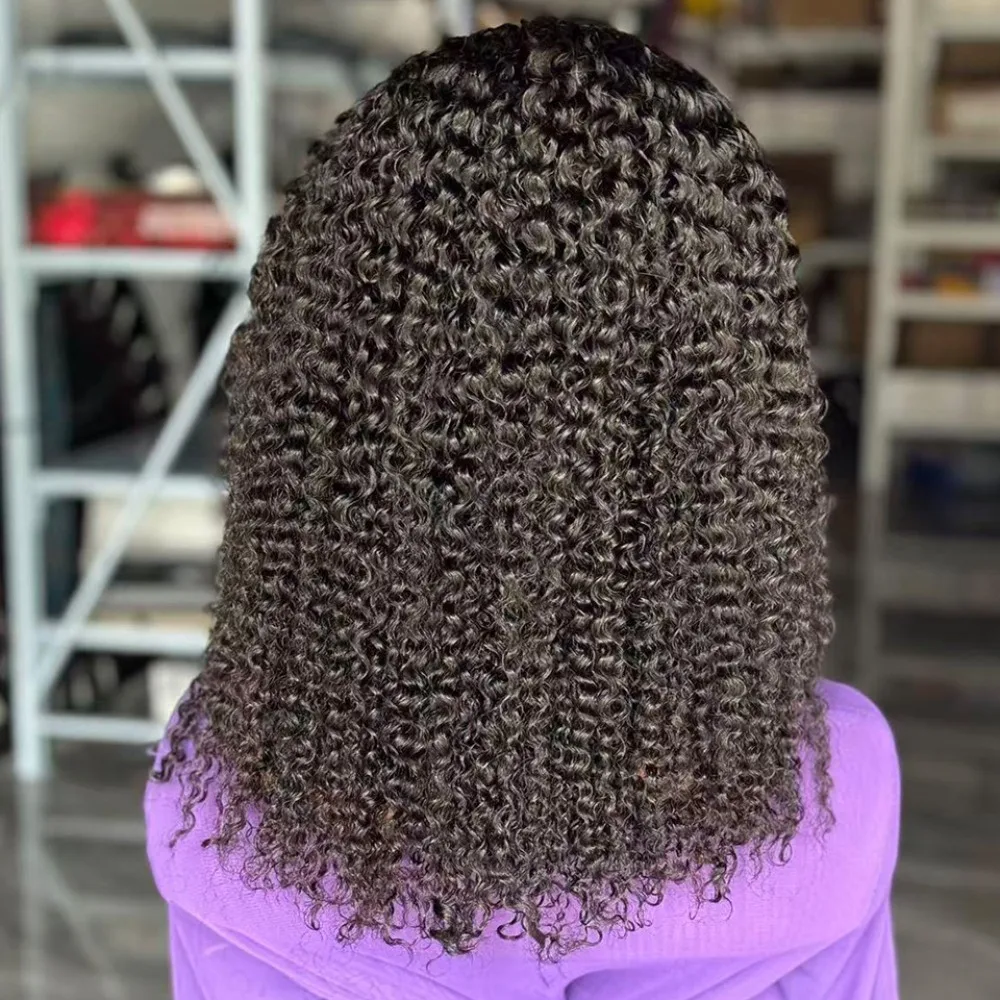 16 Zoll 5x5 Lace-Frontalperücke, Jerry Curl, Echthaar, kleberlose Perücke, natürliche Farbe, brasilianisches Remy-Haar, 200 % Dichte, für Frauen, für den täglichen Gebrauch – Detail 1